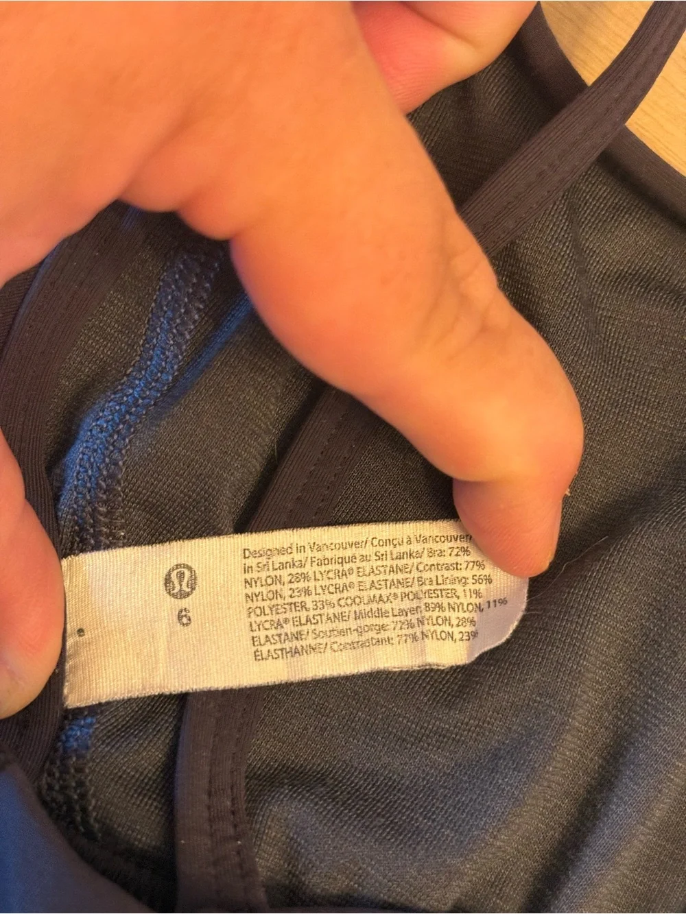 Lululemon logo train strappy bra size 6